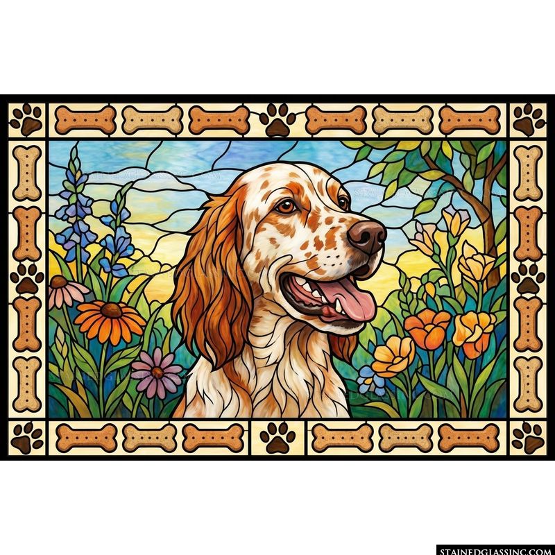English Springer Spaniel in Floral Garden