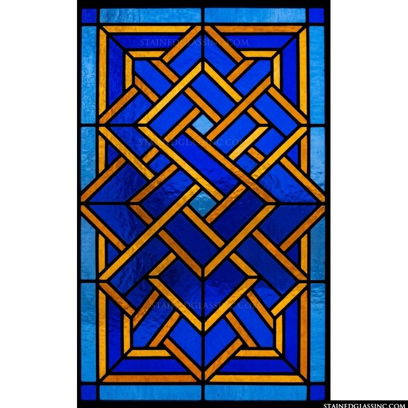 Cobalt and Gold Geometric Interlace