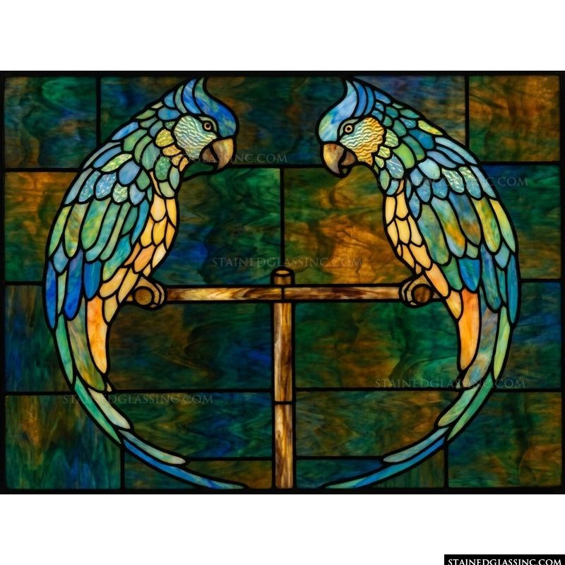 Pair of Parrots on a Perch
