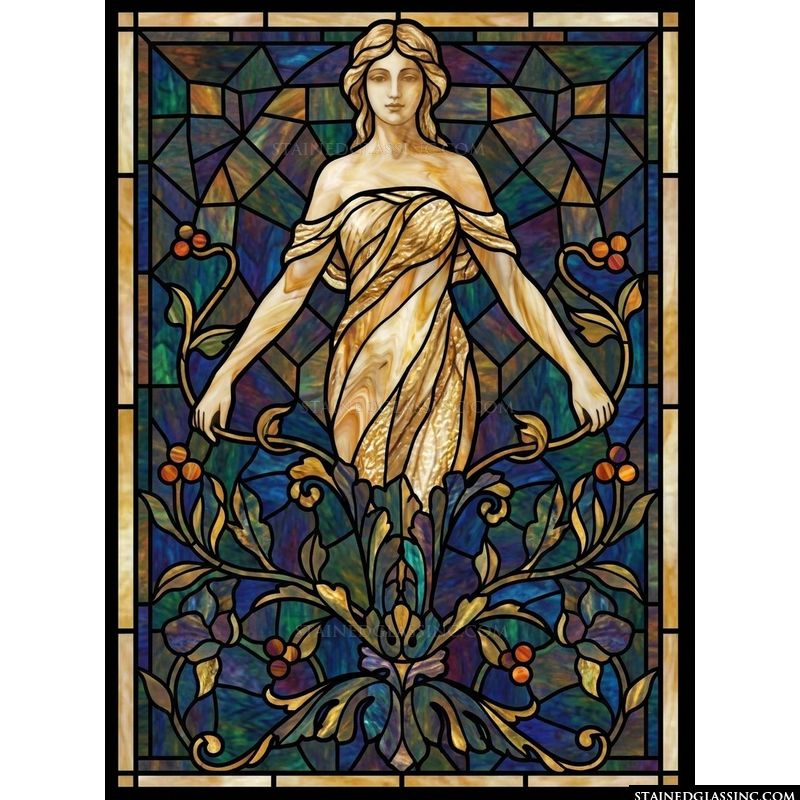 Maiden with Botanical Flourishes