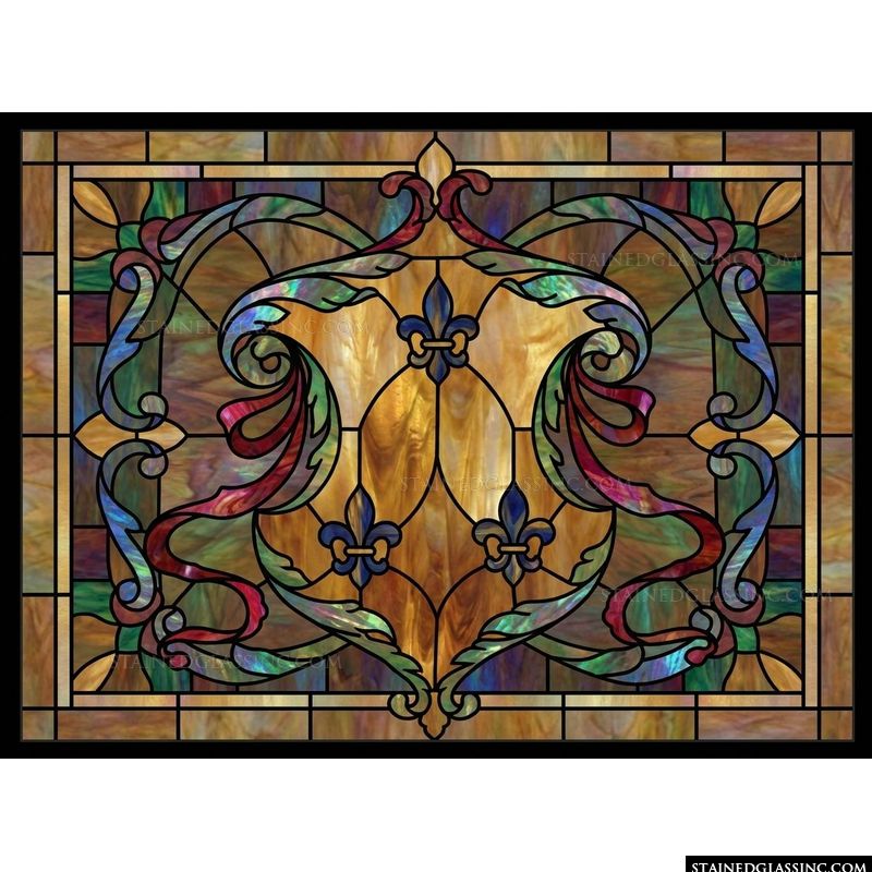Fleur-de-Lis Scrollwork in Amber and Jewel Tones