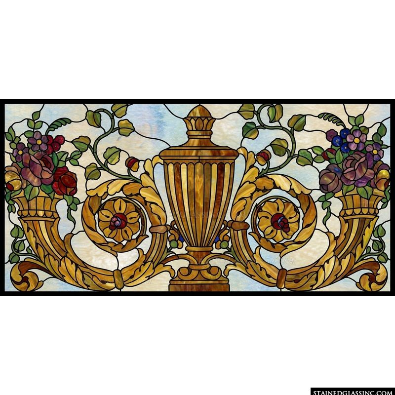 Golden Urns with Floral Bouquets