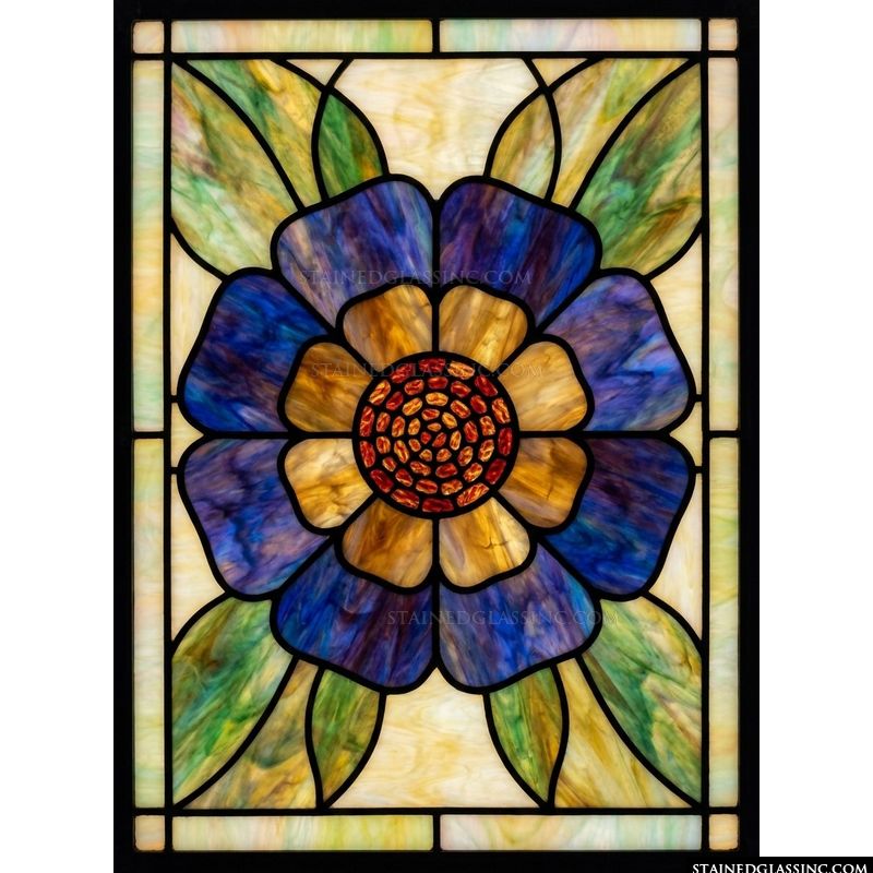Blue and Amber Floral Medallion