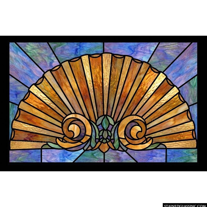 Amber Shell Fan with Blue Rays