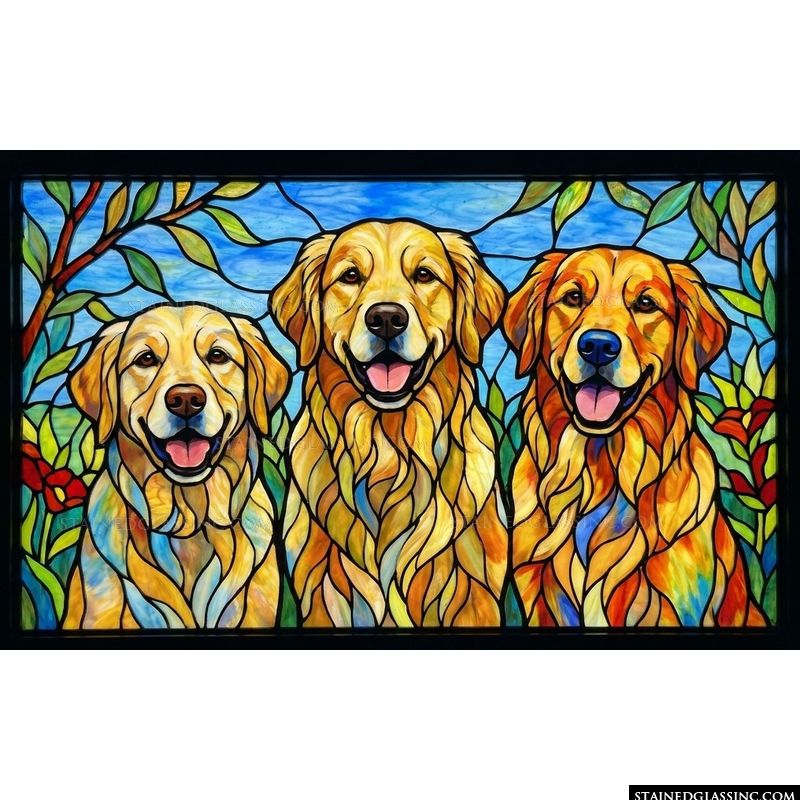 Three Golden Retrievers in the Sunshine