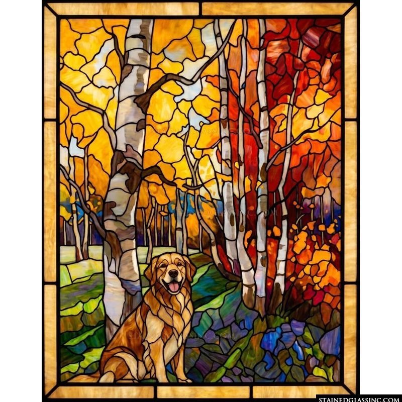 Golden Retriever in Autumn Woods