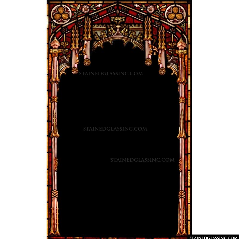 Gothic Archway in Crimson and Gold