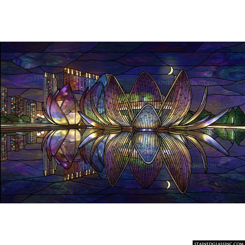Lotus Blossom Architecture at Night