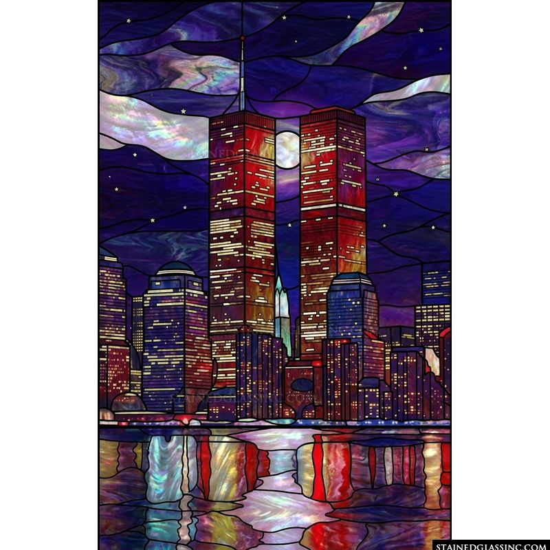 Twin Towers Skyline at Night