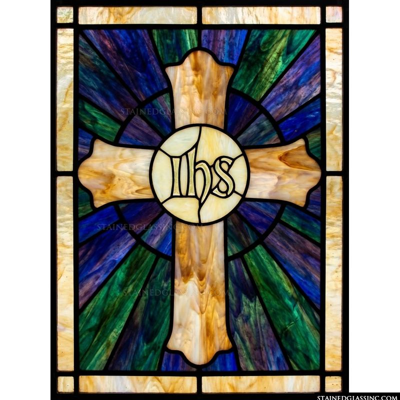 IHS Monogram Cross with Radiating Light