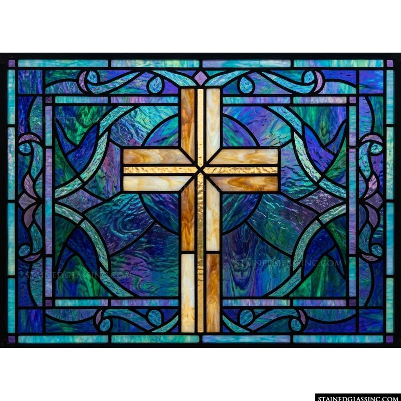 Golden Cross in Cobalt and Teal