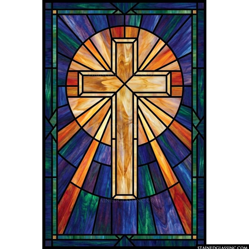 Radiant Cross in Amber and Cobalt