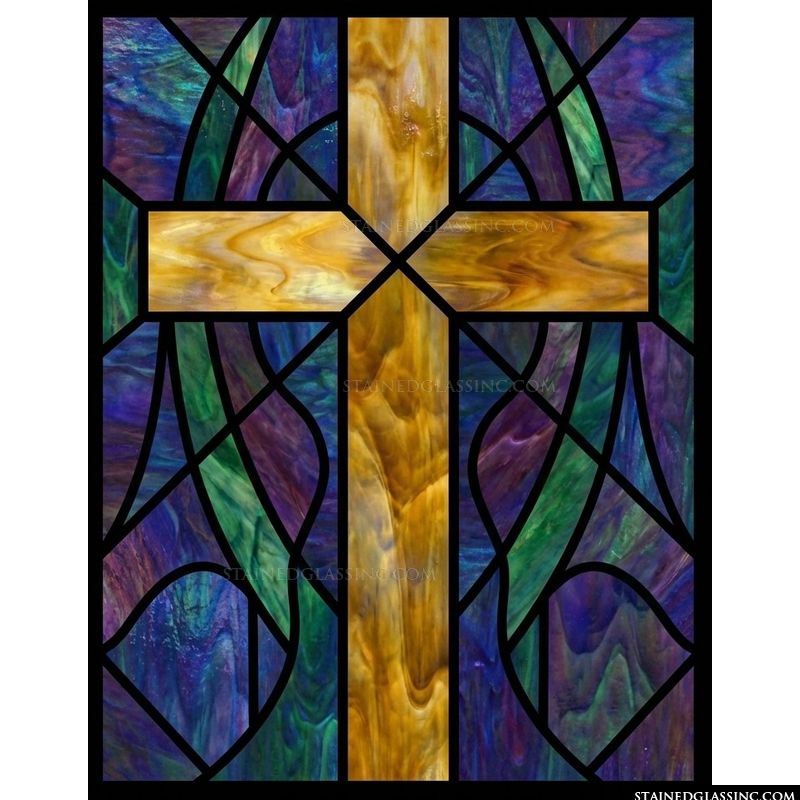 Luminous Golden Cross in Jewel Tones