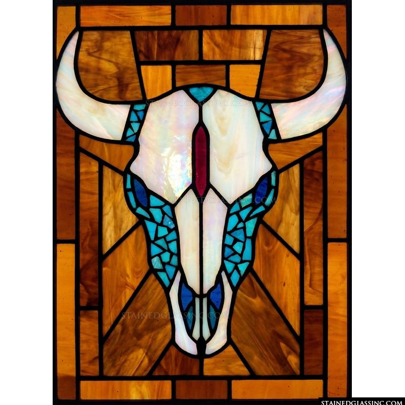 Southwestern Bull Skull in Amber and Turquoise