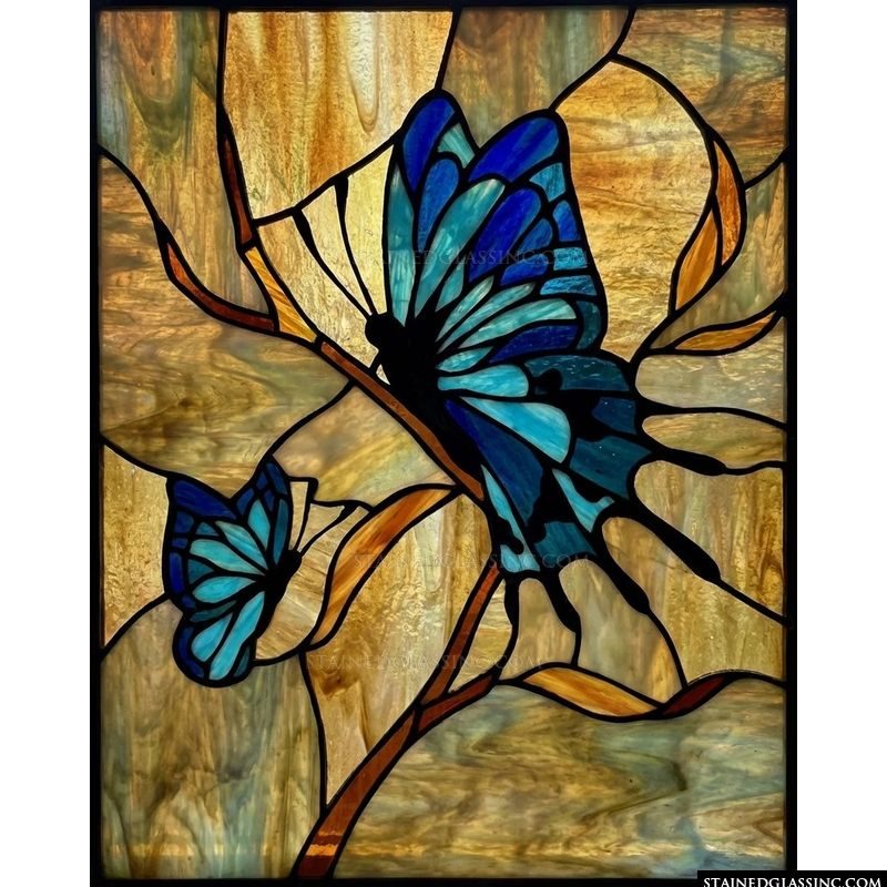 Blue Butterflies on Branch