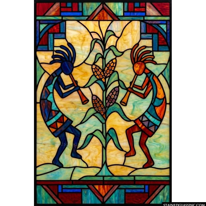 Kokopelli Dancers with Corn Harvest