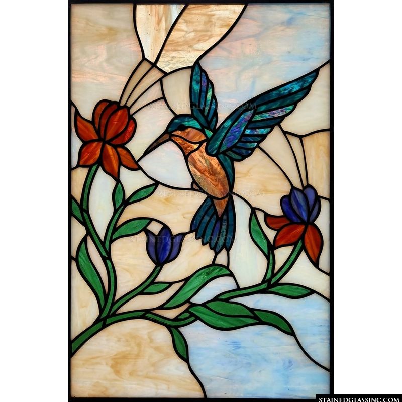 Hummingbird in Flight with Vibrant Florals