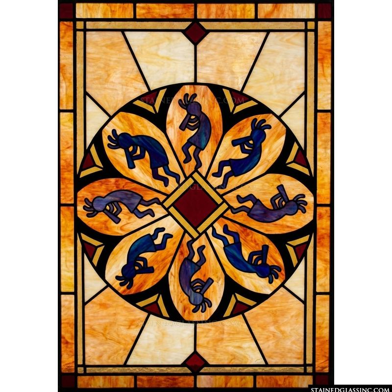 Kokopelli Dance in Amber and Cobalt