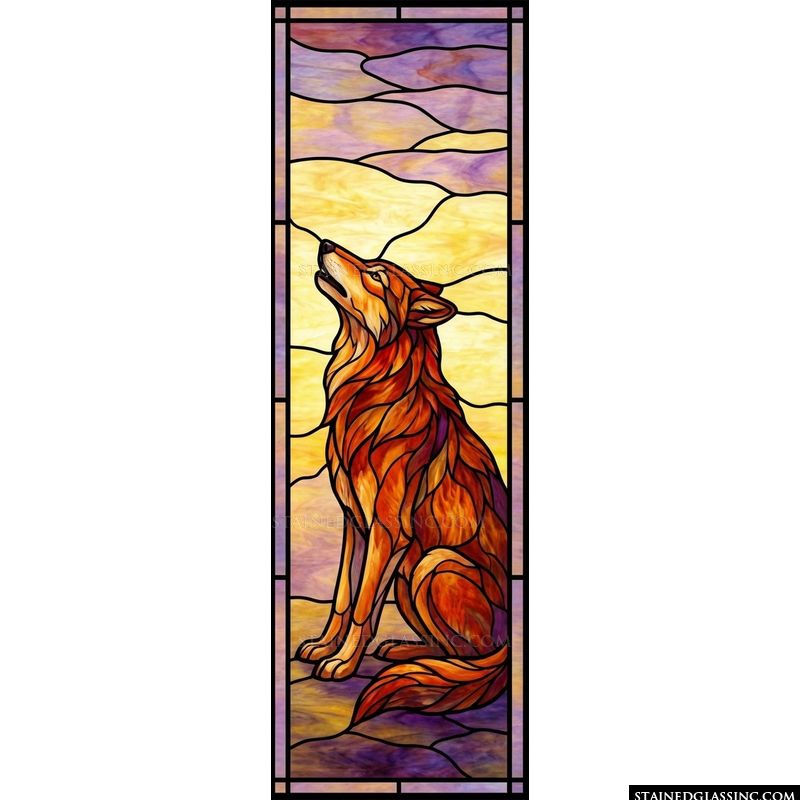 Howling Wolf in Amber and Sunset Hues