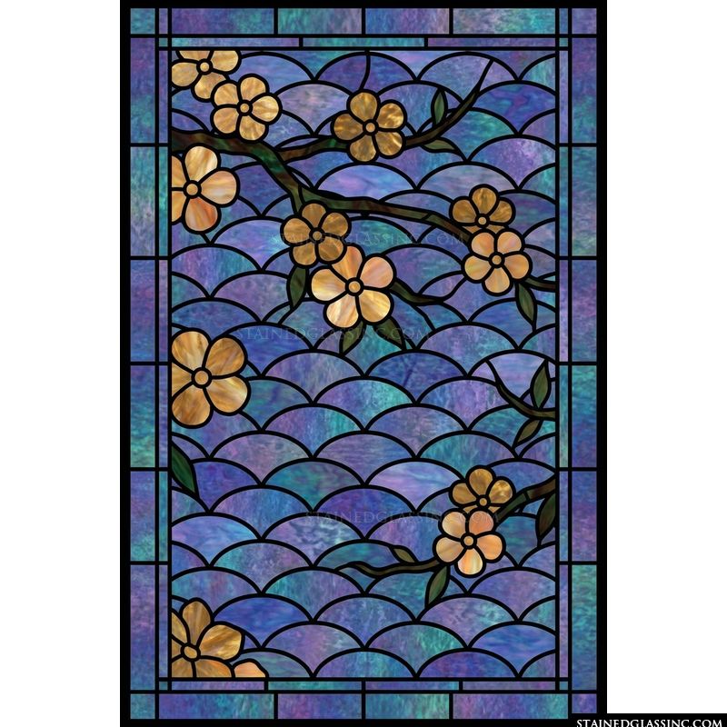 Golden Blossoms on Fan Pattern