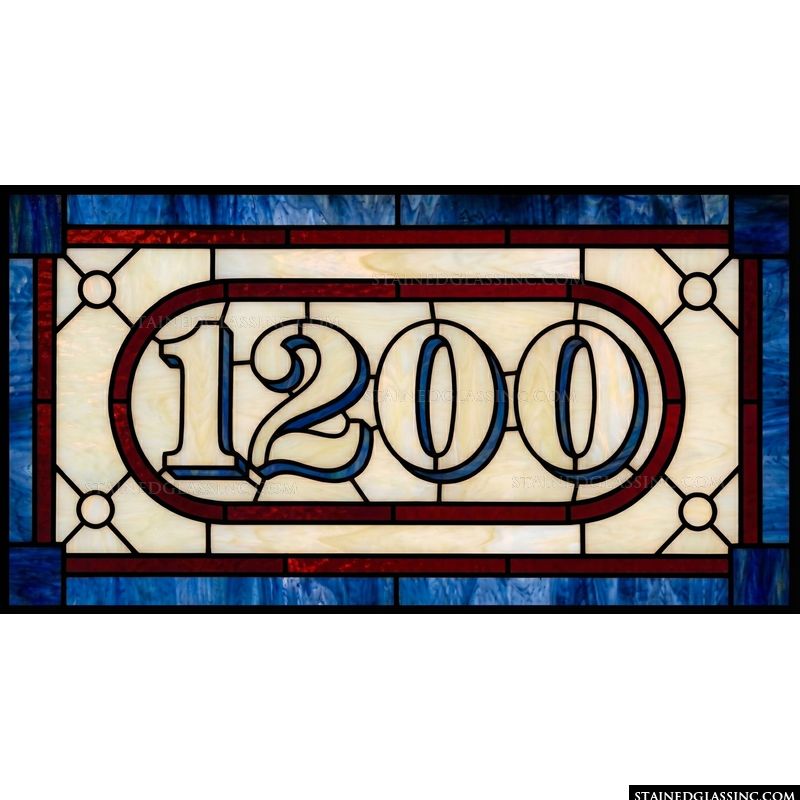Custom House Number in Cream, Red, and Cobalt