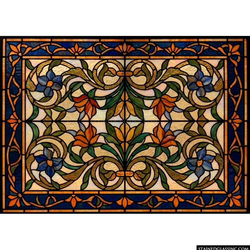 Floral Botanical Symmetry in Amber and Cobalt
