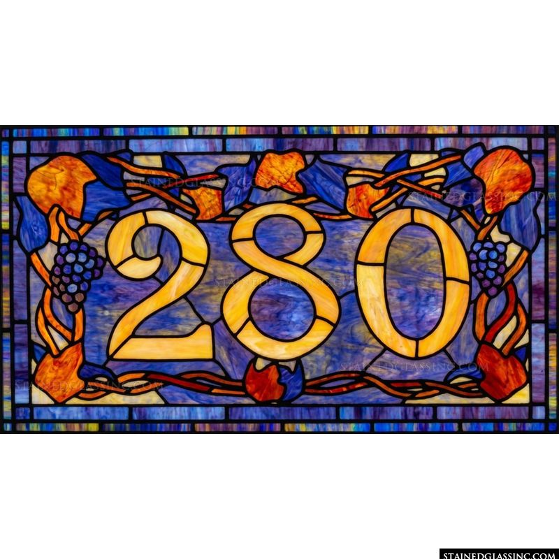 Address Numerals in Amber and Cobalt. Custom