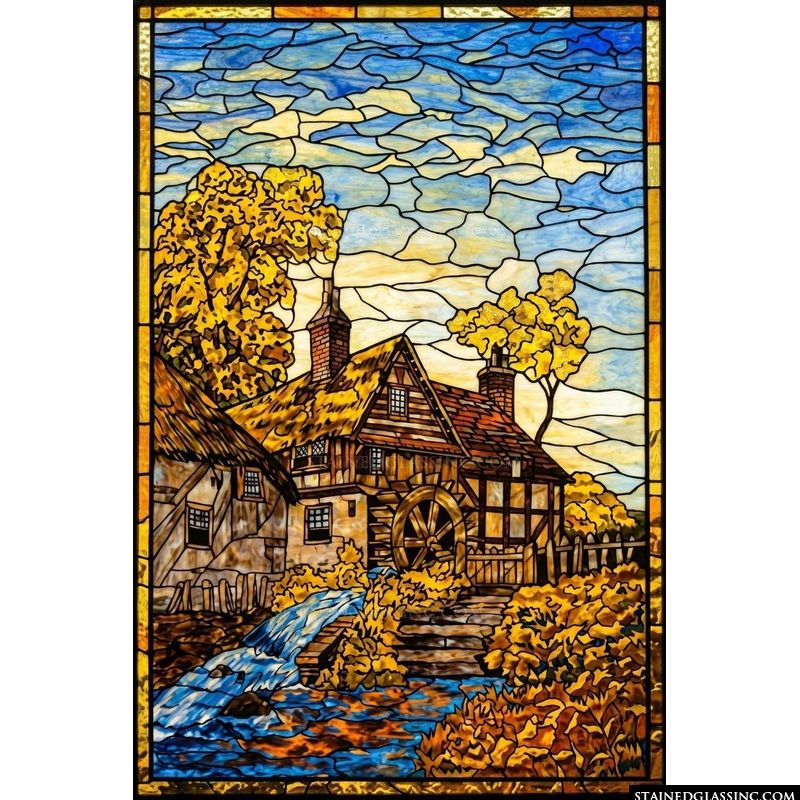 Rustic Watermill by the Stream