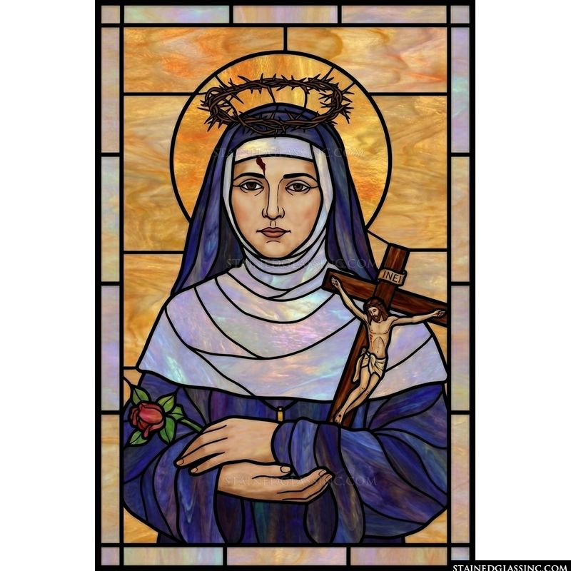 Saint Rita of Cascia with Crucifix and Rose