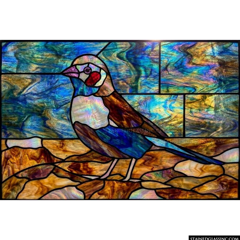Perched Songbird in Iridescent Hues