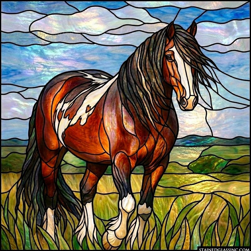 Galloping Paint Horse in the Meadow