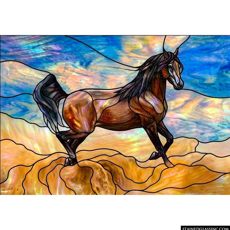 Galloping Arabian Horse in Sunset Desert Hues