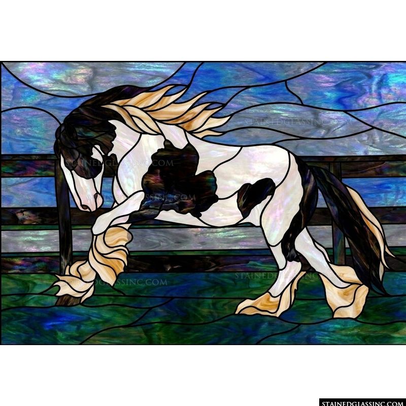 Galloping Piebald Horse
