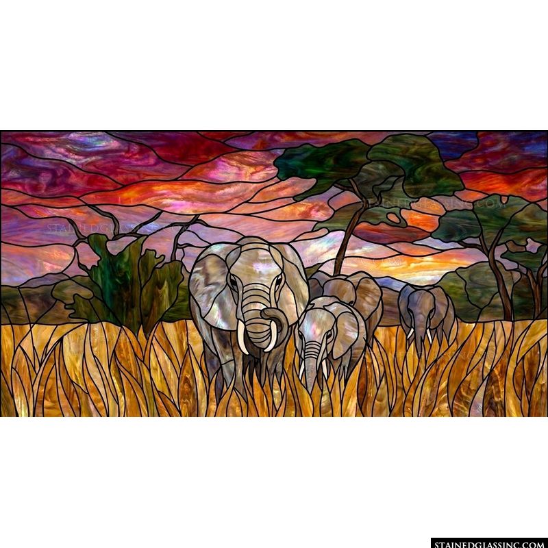 Elephants at Sahara Sunset