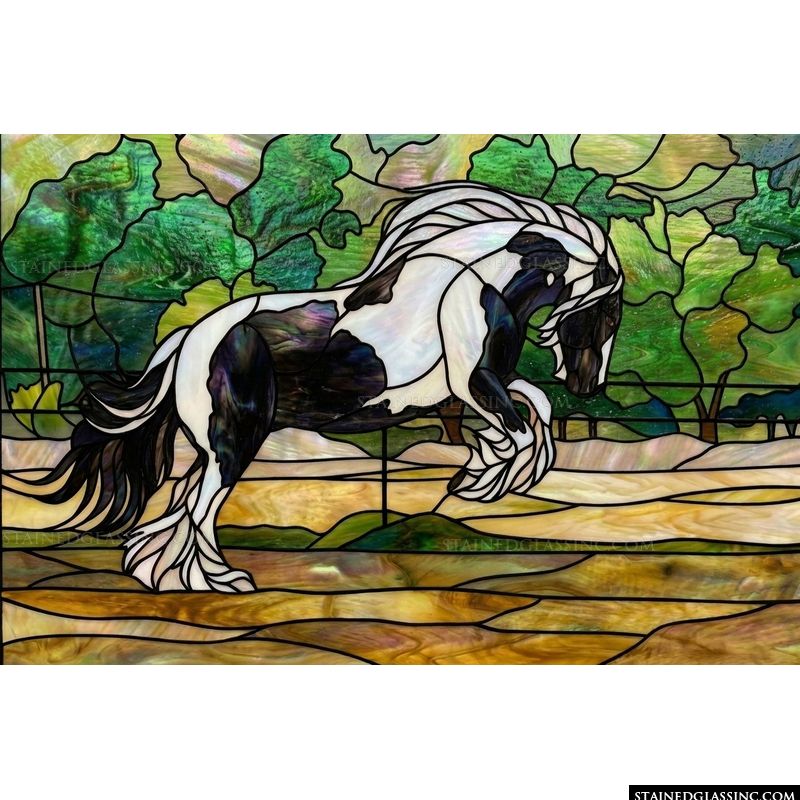 Leaping Piebald Horse