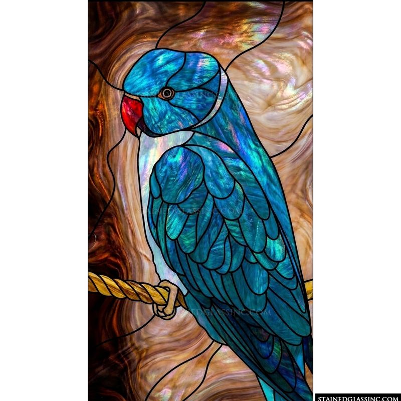 Blue Parakeet Perched on Rope