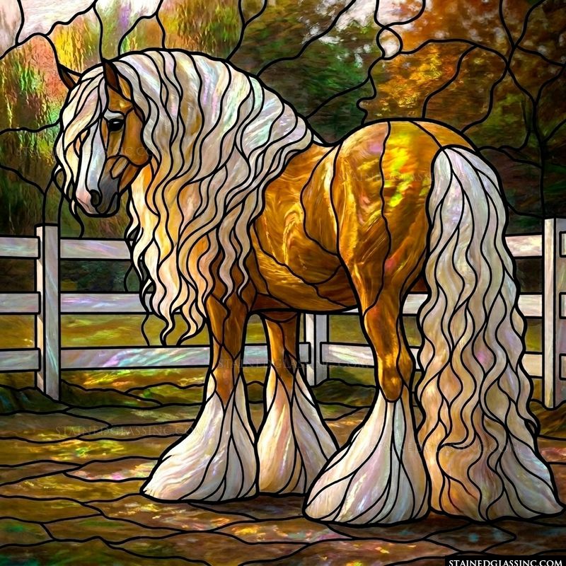 Golden Draft Horse in the Paddock