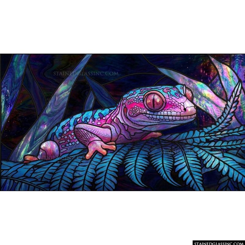 Nebula Gecko Resting on Ferns