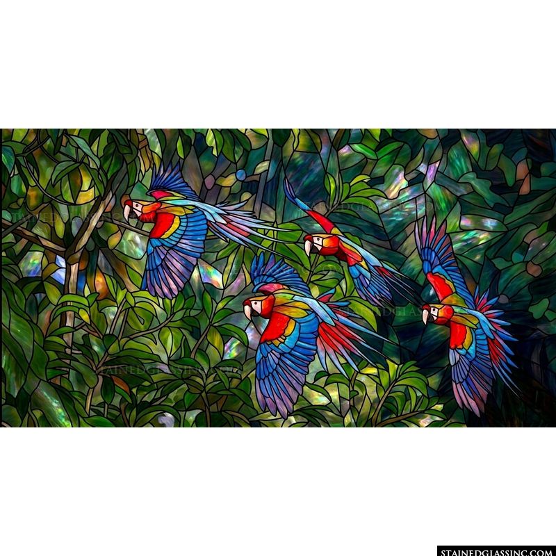 Macaws in Tropical Foliage
