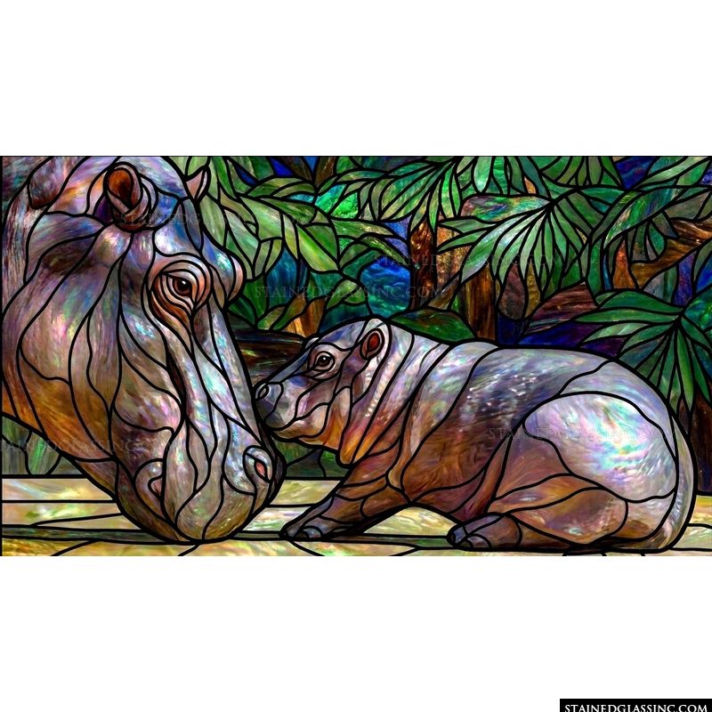 Hippopotamus Mother and Calf