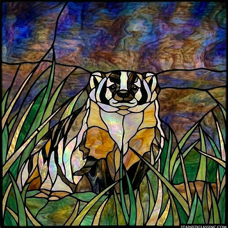 American Badger in the Grass