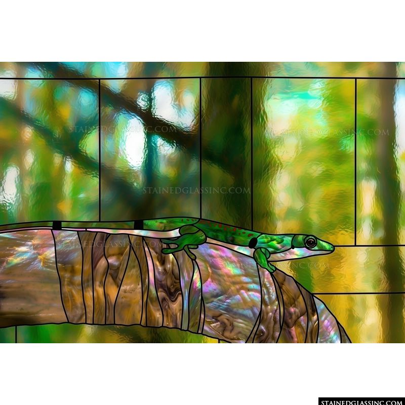 Lizard on Iridescent Branch