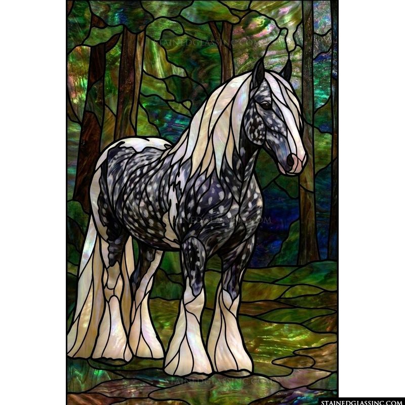 Dapple Grey Horse in the Forest