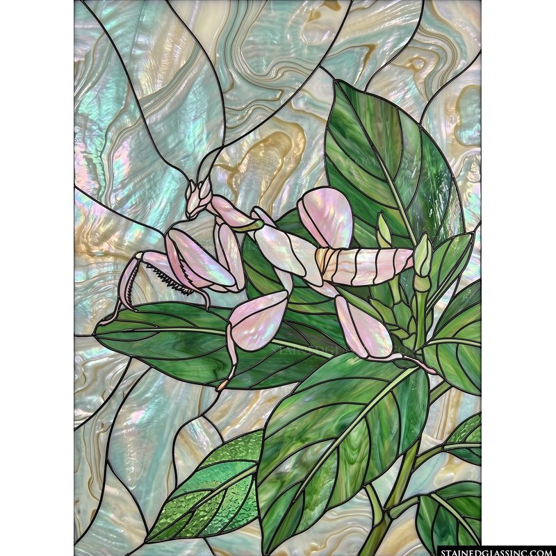 Orchid Mantis on Lush Greenery