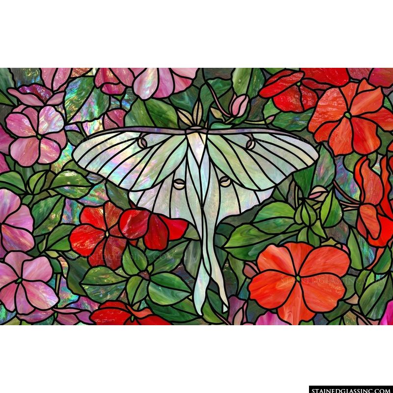 Luna Moth in a Garden of Blooms