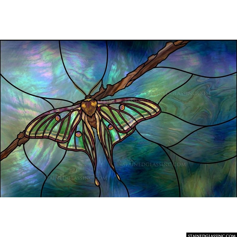 Lunar Moth in Azure and Emerald