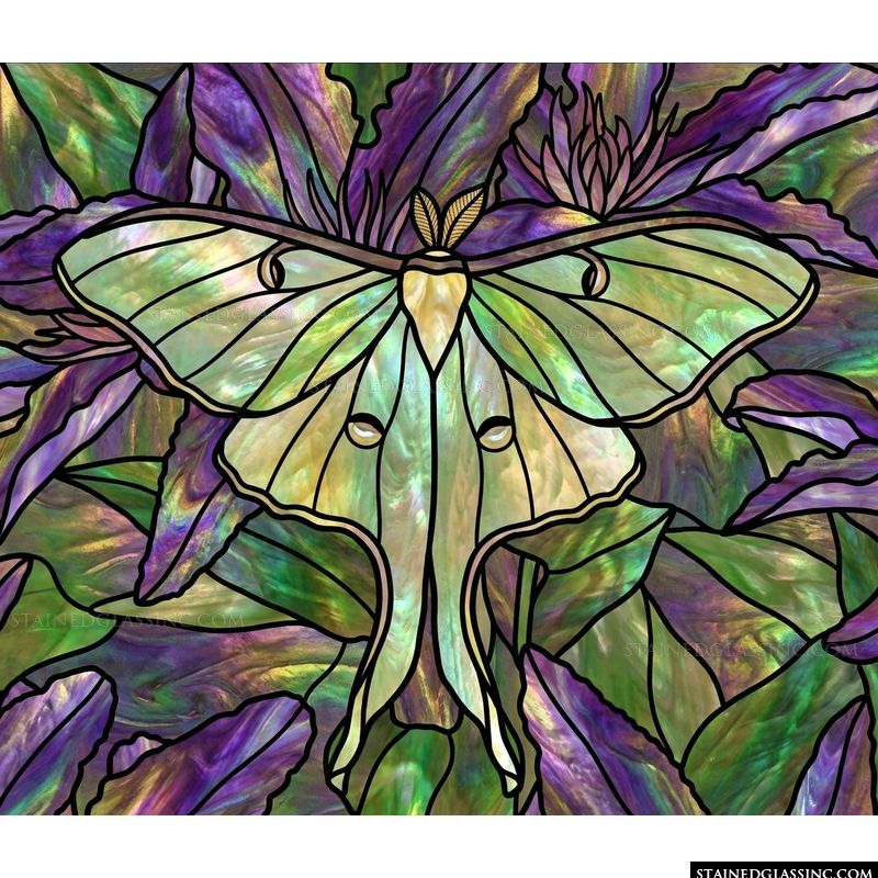 Luminous Luna Moth in Lavender and Lime