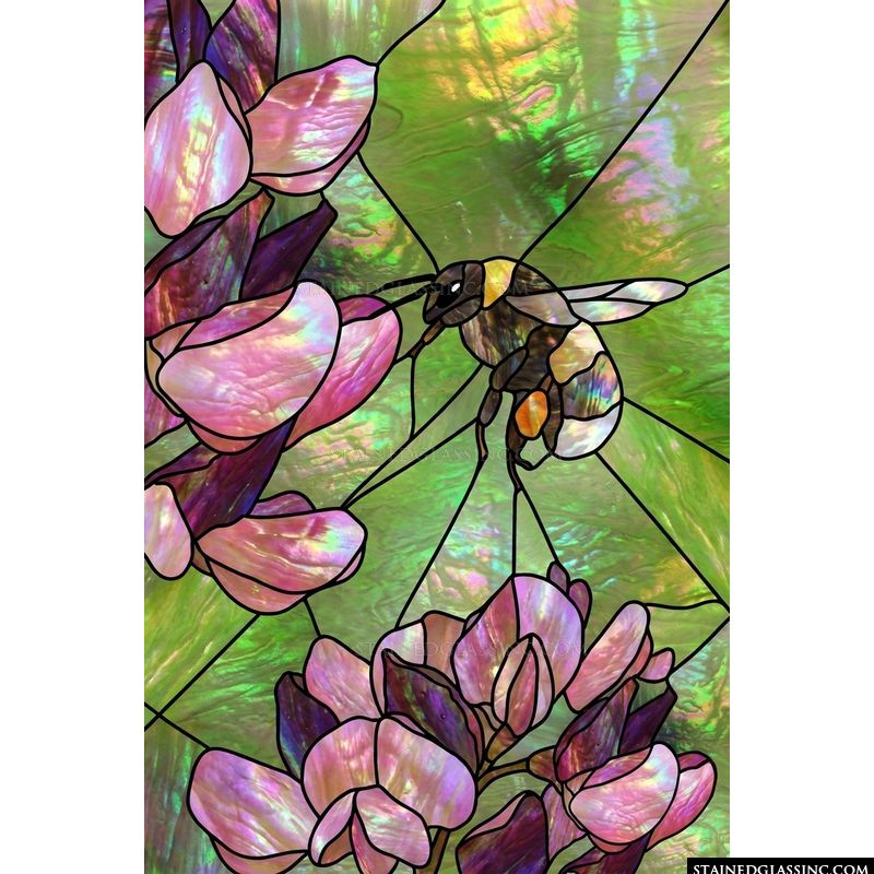 Bumblebee Among Wisteria Blossoms