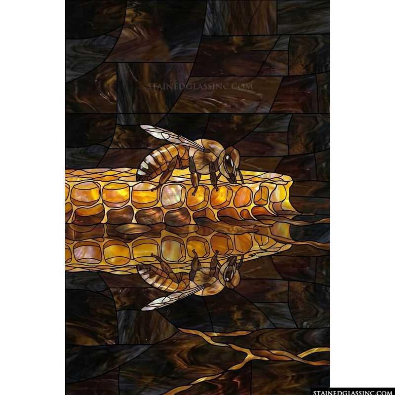 Honeybee on Amber Honeycomb