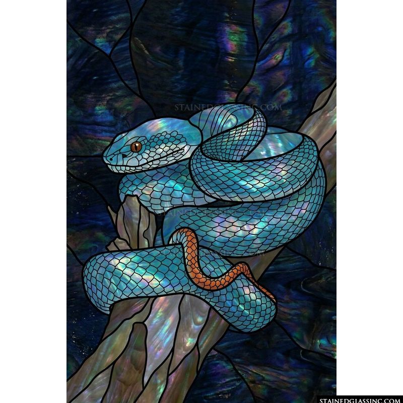 Iridescent Blue Serpent on a Branch